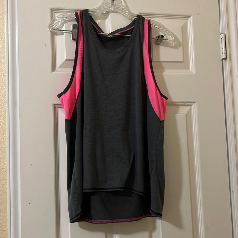 Under armour pink and grey youth tank top